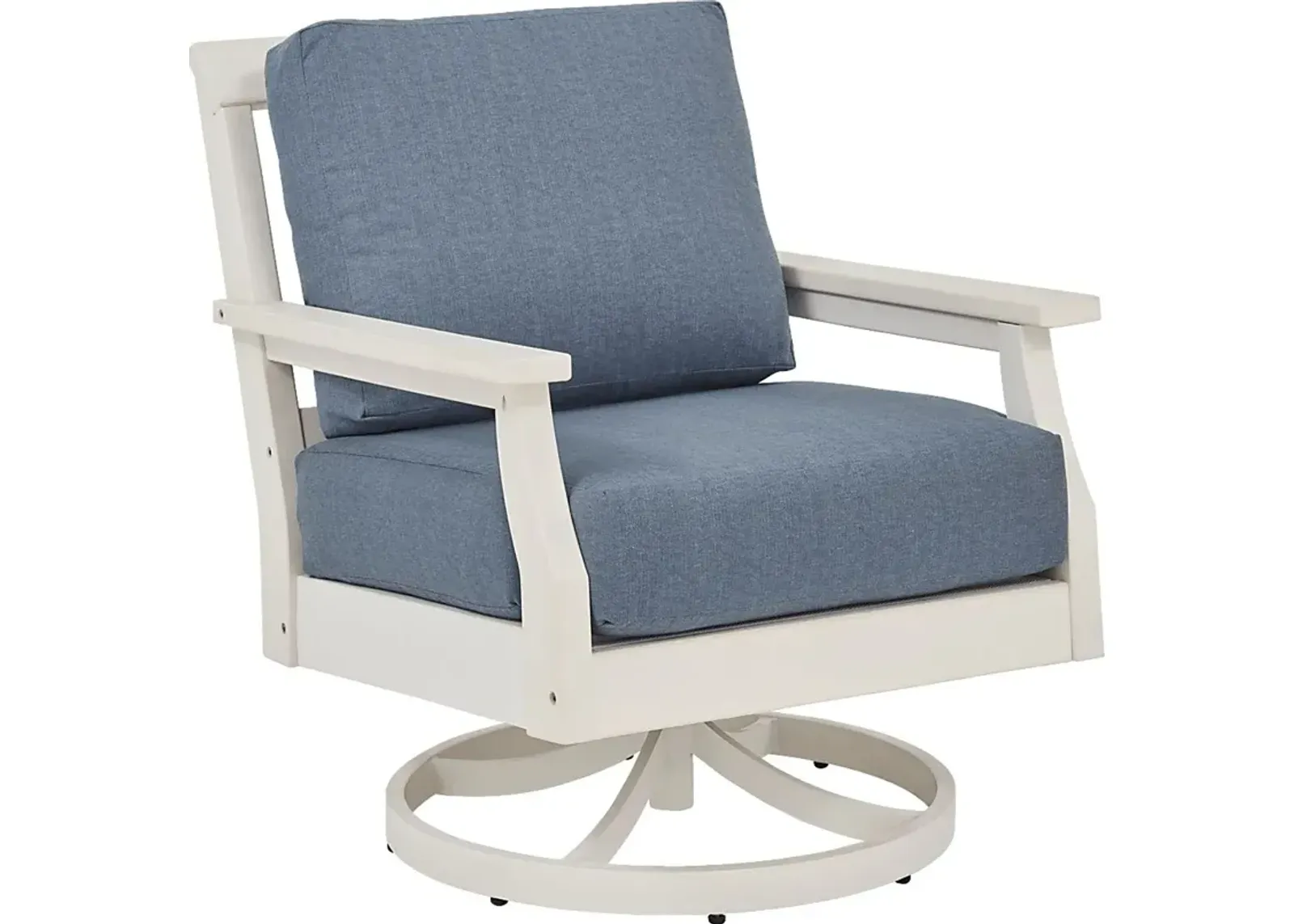 Eastlake White Outdoor Swivel Rocker Chair with Agean Cushion