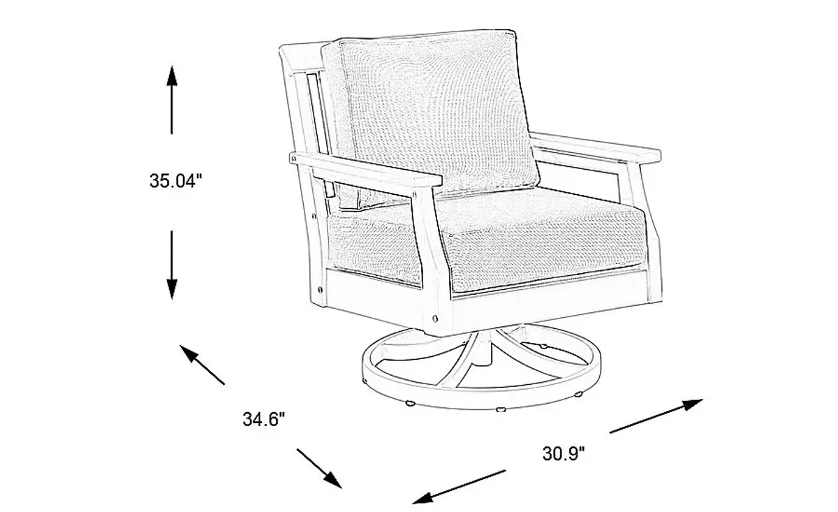 Eastlake White Outdoor Swivel Rocker Chair with Ocean Cushion