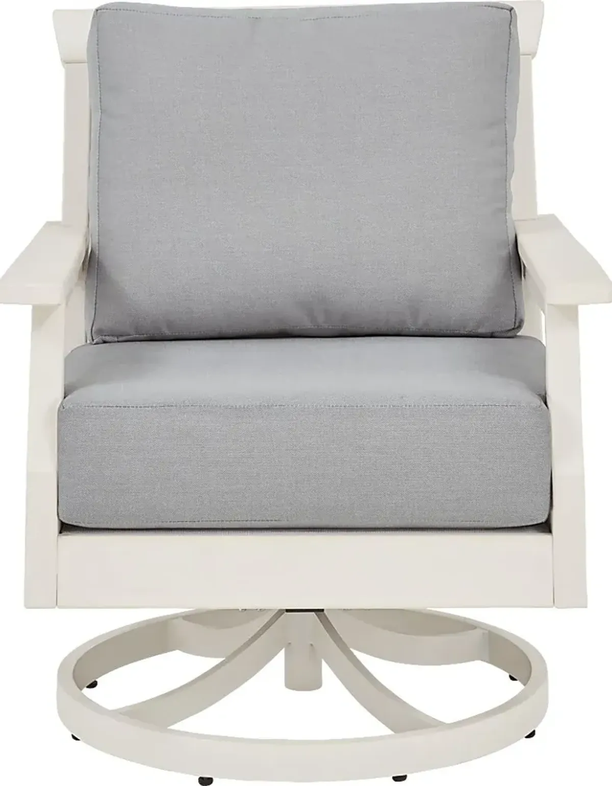 Eastlake White Outdoor Swivel Rocker Chair with Pewter Cushion