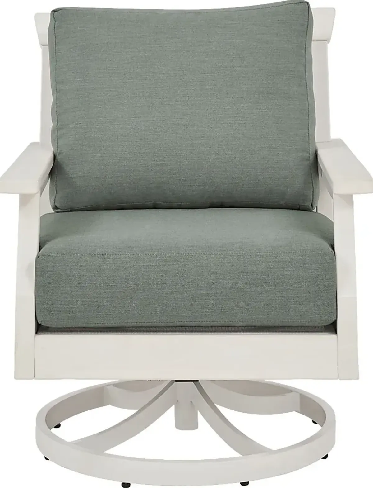 Eastlake White Outdoor Swivel Rocker Chair with Jade Cushion