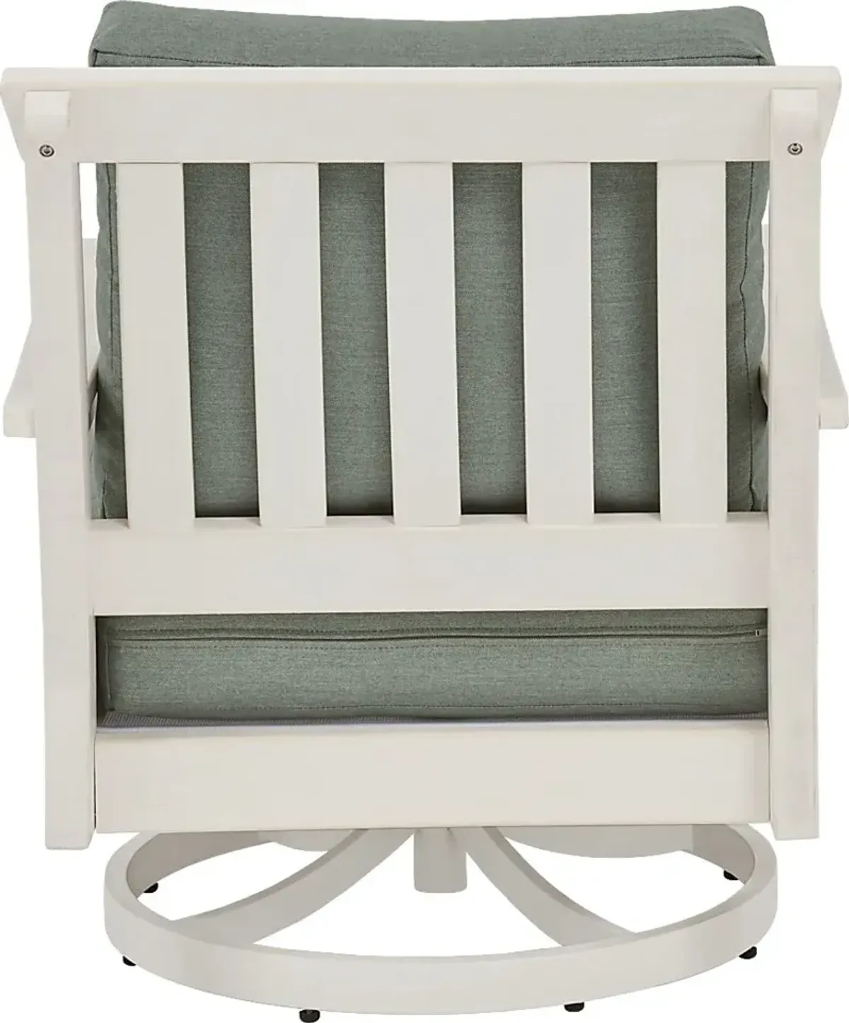 Eastlake White Outdoor Swivel Rocker Chair with Jade Cushion