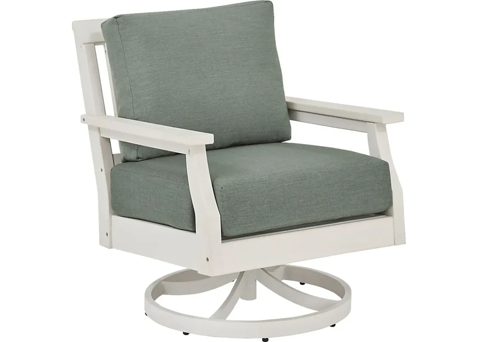 Eastlake White Outdoor Swivel Rocker Chair with Jade Cushion