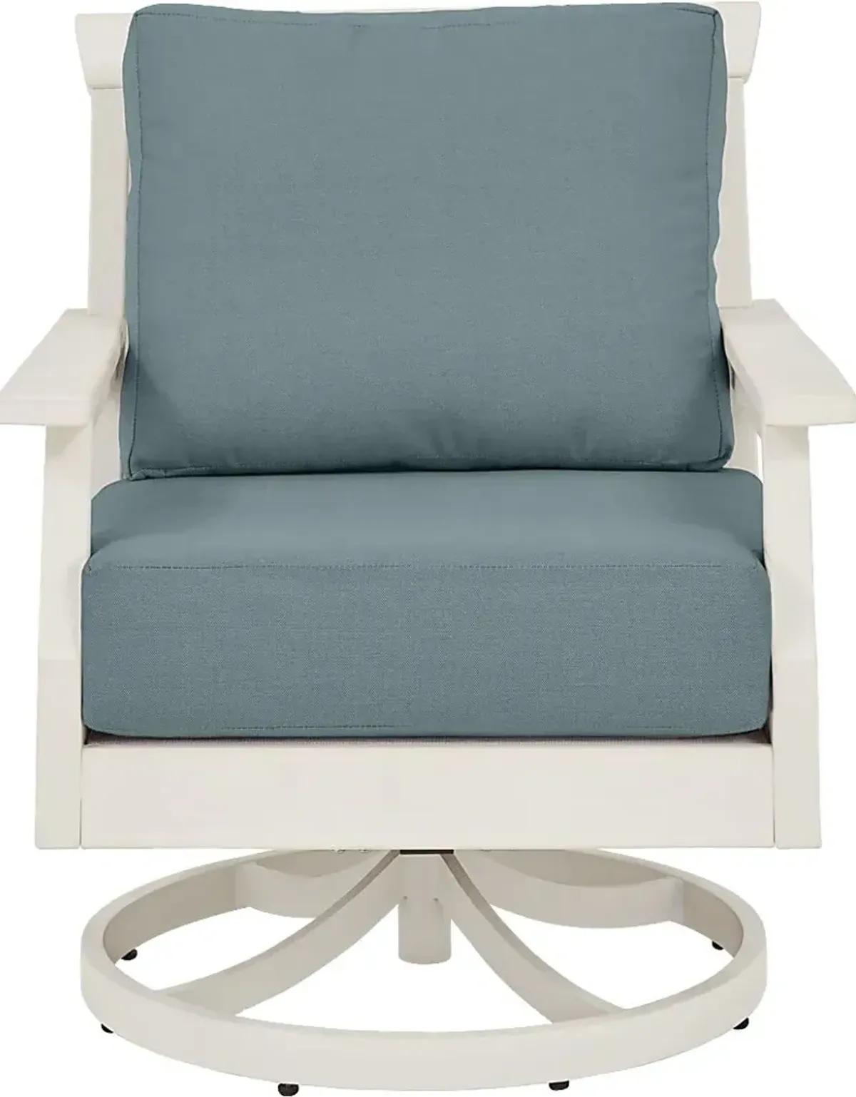 Eastlake White Outdoor Swivel Rocker Chair with Breeze Cushions