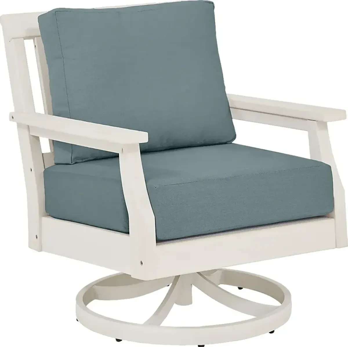 Eastlake White Outdoor Swivel Rocker Chair with Breeze Cushions
