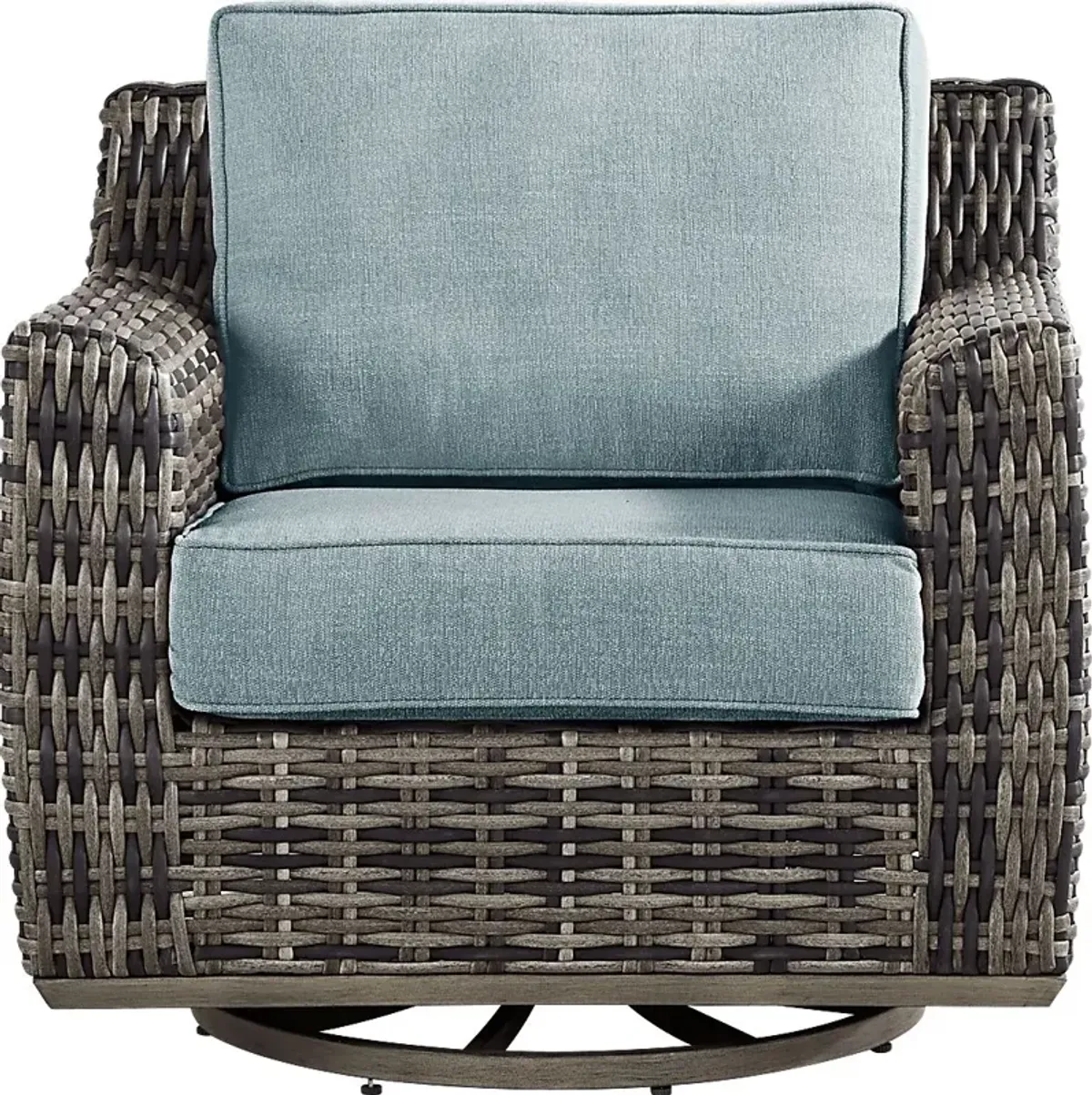 Montecello Gray Outdoor Swivel Club Chair with Azure Cushions
