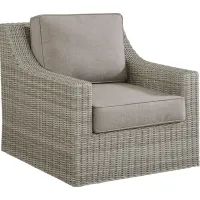 Patmos Gray Outdoor Swivel Rocker Chair with Mushroom Cushions