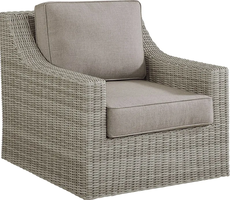 Patmos Gray Outdoor Swivel Rocker Chair with Mushroom Cushions