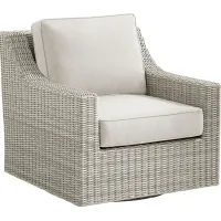 Patmos Gray Outdoor Swivel Rocker Chair with Linen Cushions