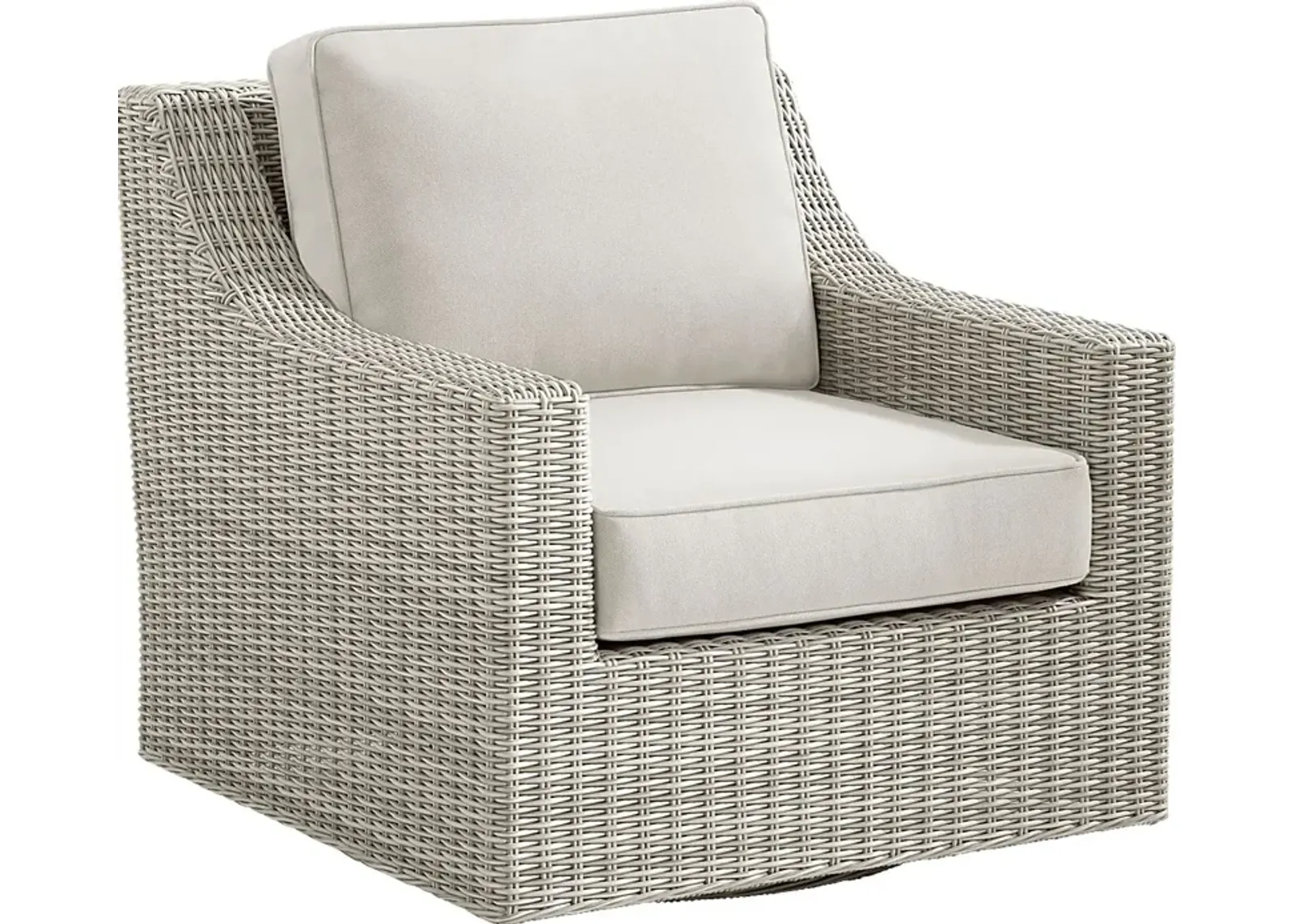 Patmos Gray Outdoor Swivel Rocker Chair with Linen Cushions