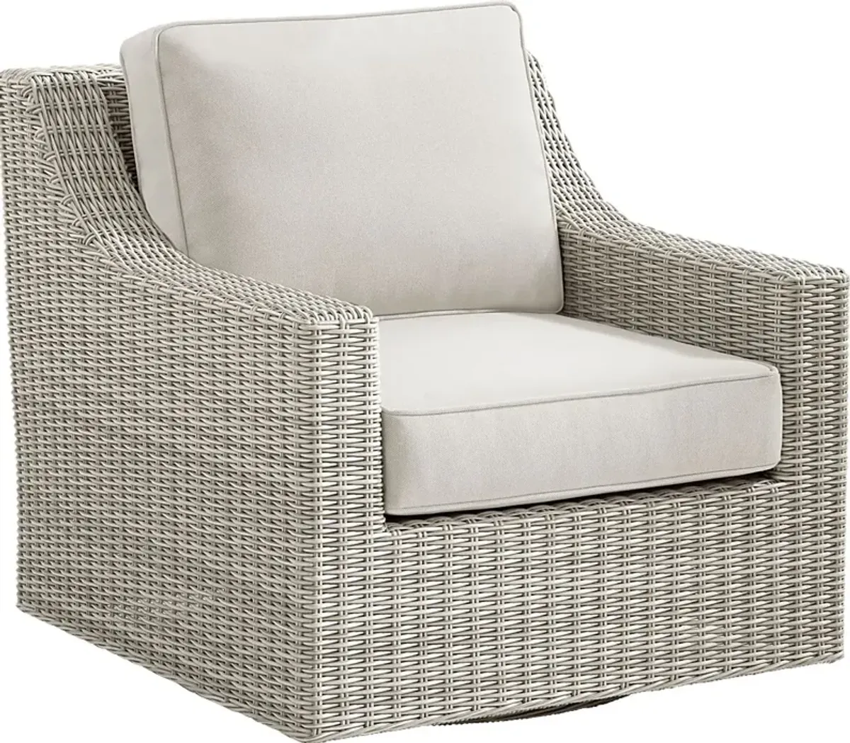 Patmos Gray Outdoor Swivel Rocker Chair with Linen Cushions