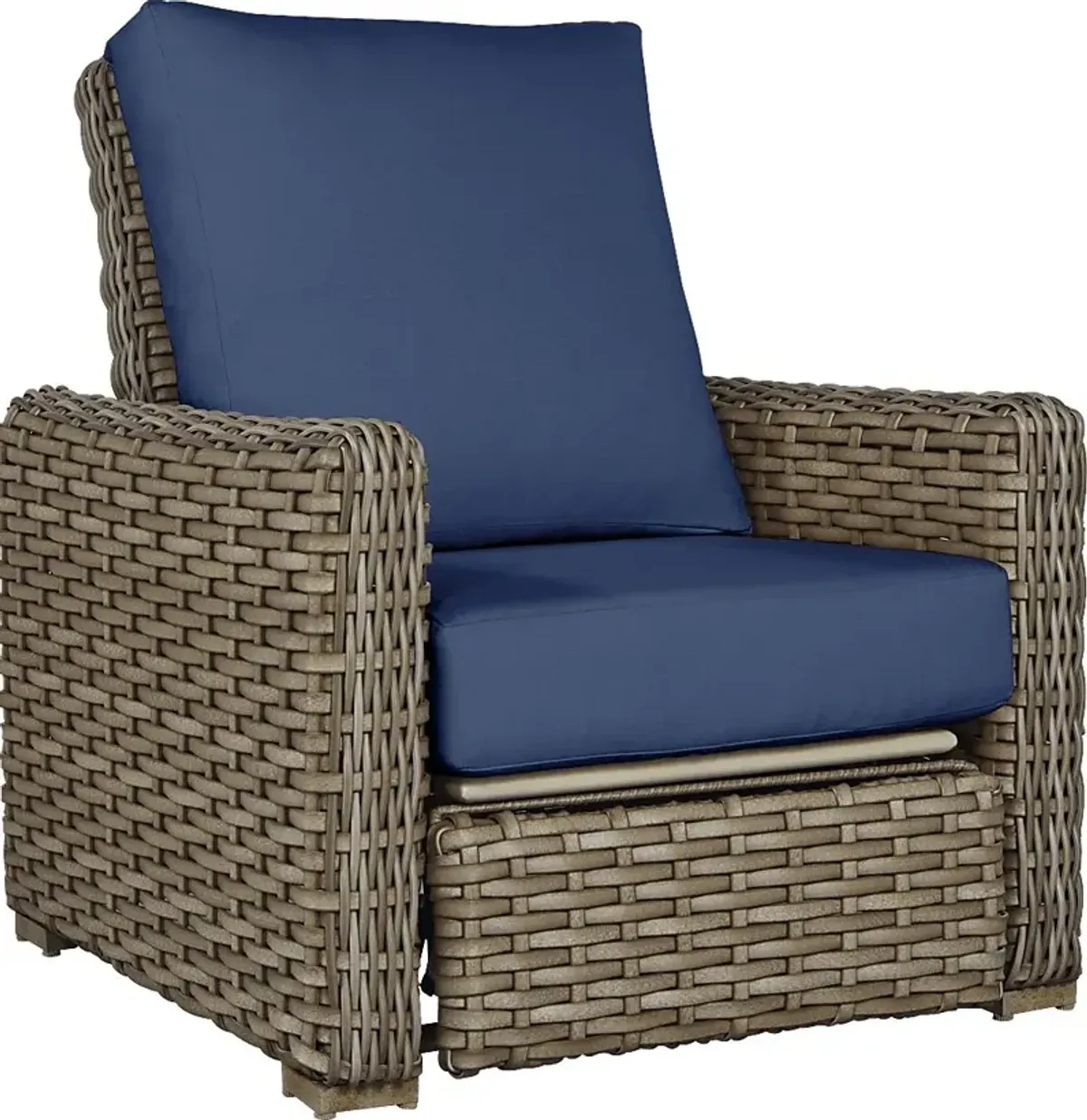 Siesta Key Driftwood Outdoor Recliner with Indigo Cushions