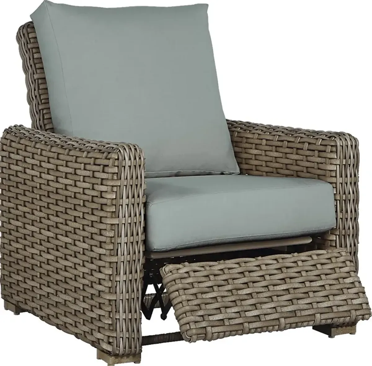 Siesta Key Driftwood Outdoor Recliner with Seafoam Cushions