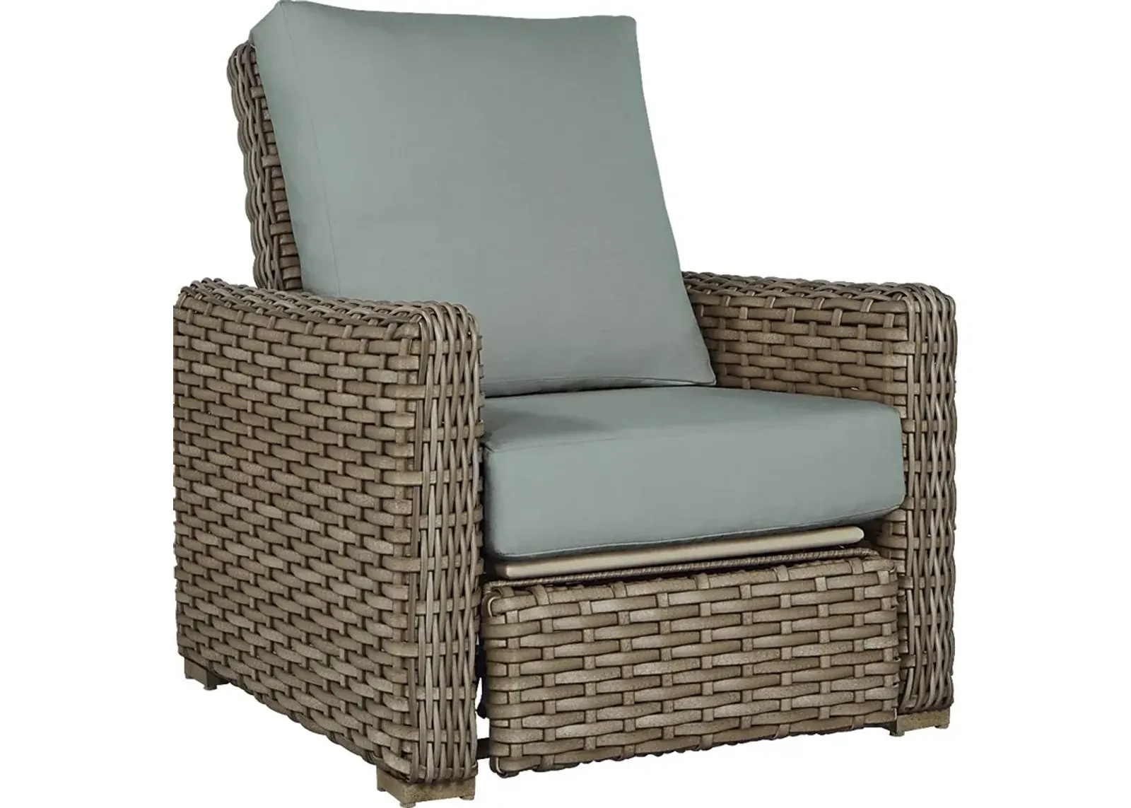 Siesta Key Driftwood Outdoor Recliner with Seafoam Cushions