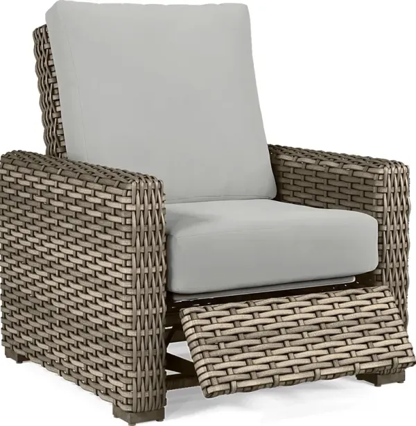 Siesta Key Driftwood Outdoor Recliner with Dove Cushions