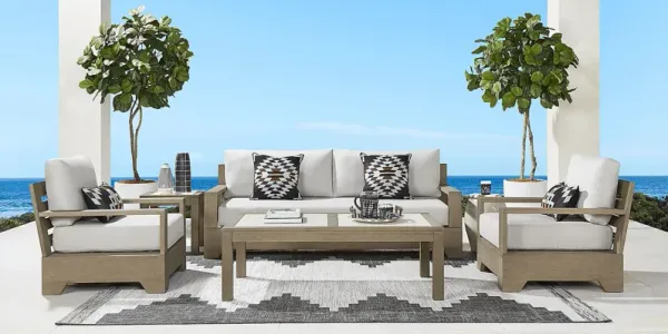 Lake Tahoe Gray 3 Pc Outdoor Seating Set with Seagull Cushions