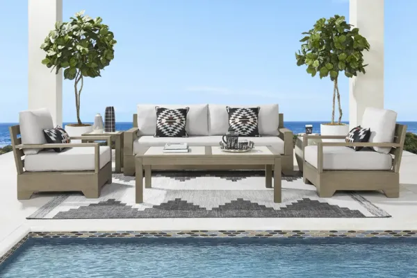 Lake Tahoe Gray 3 Pc Outdoor Seating Set with Seagull Cushions