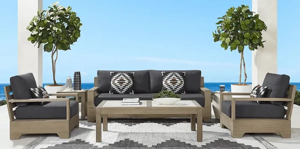 Lake Tahoe Gray 3 Pc Outdoor Seating Set with Charcoal Cushions