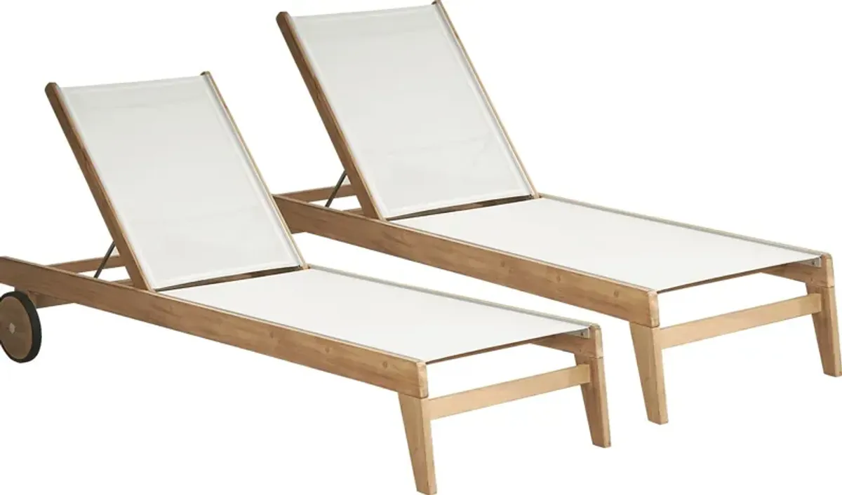 Pleasant Bay Teak Outdoor Chaise, Set of 2