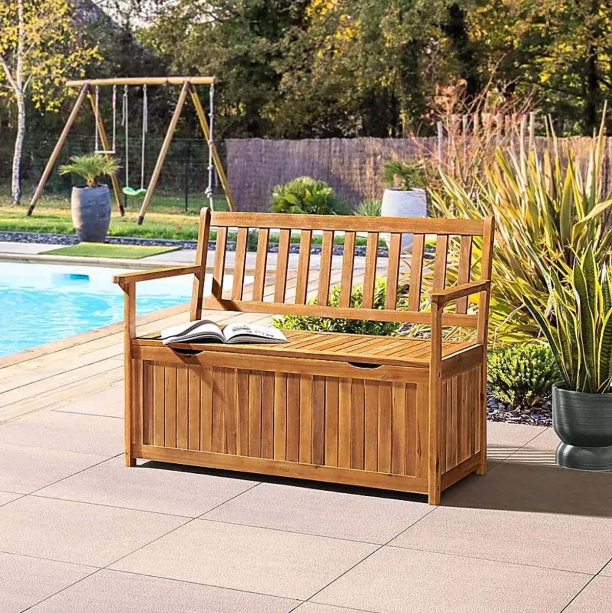 Outdoor Huega Brown Storage Bench