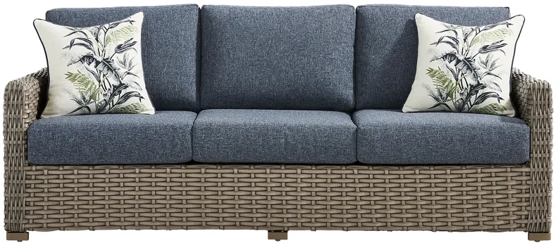 Siesta Key Driftwood Finish Outdoor Sofa with Ink Cushions