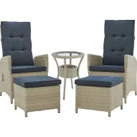 Logmont Navy 5 Pc Outdoor Seating Set