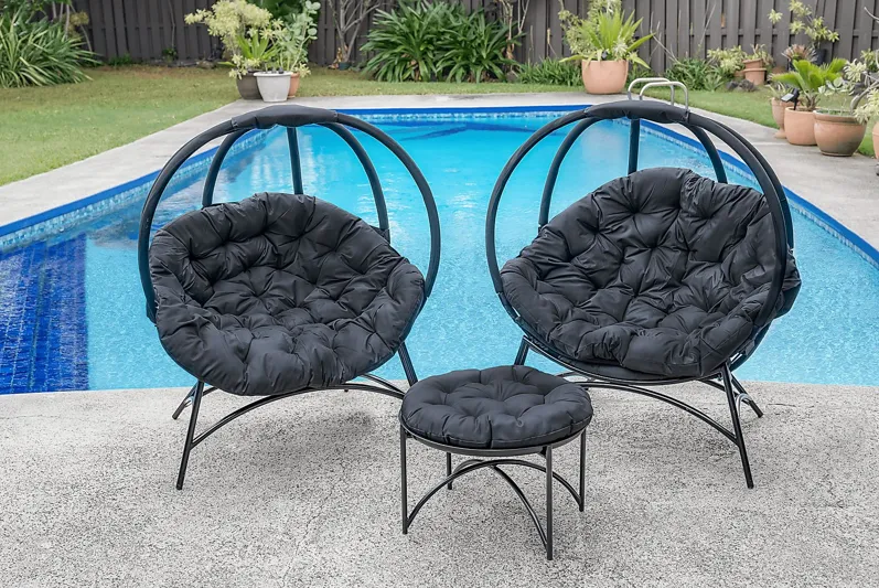 Outdoor Martim Black Conversation Set, Set of 3