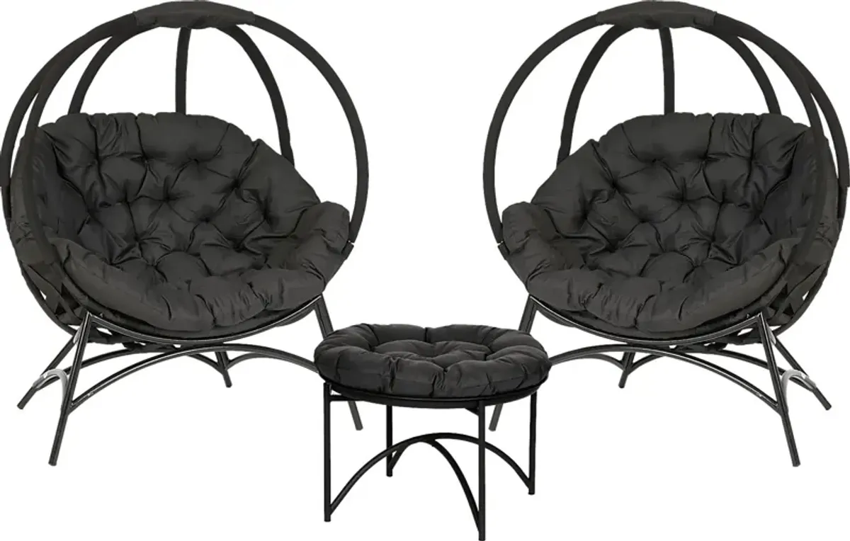 Outdoor Martim Black Conversation Set, Set of 3