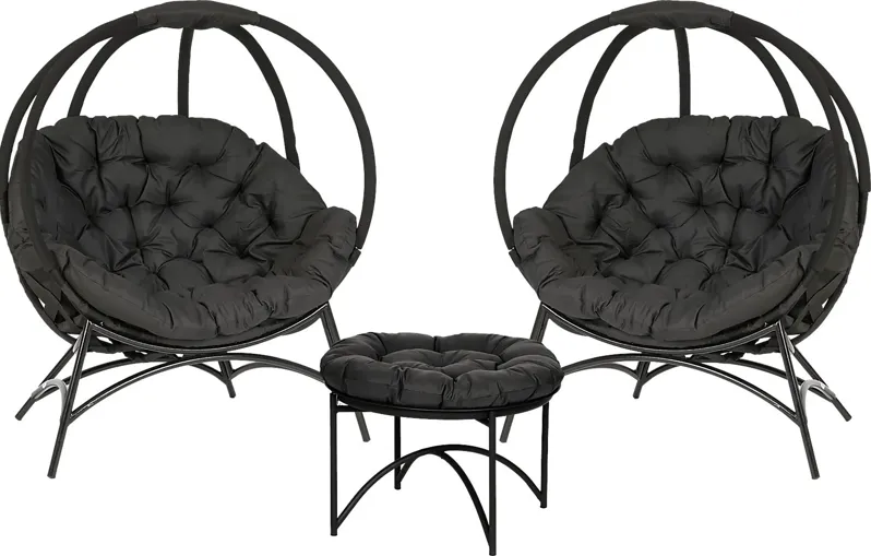 Outdoor Martim Black Conversation Set, Set of 3