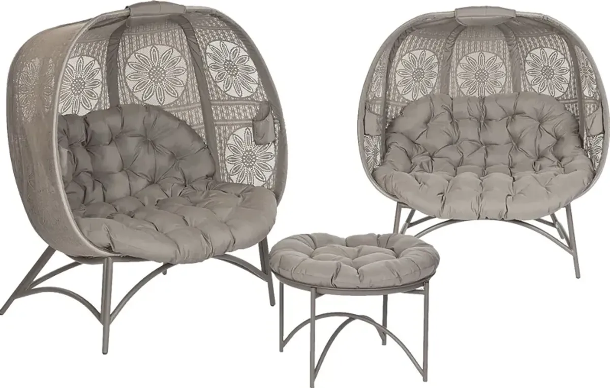 Outdoor Ilyana Beige Conversation Set, Set of 3