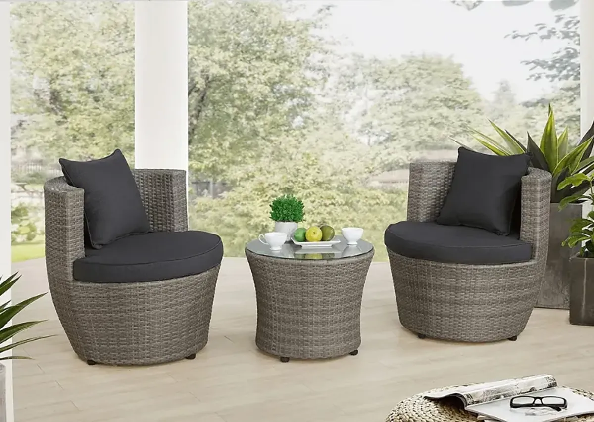 Helican Gray 3 Pc Outdoor Seating Set