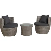 Helican Gray 3 Pc Outdoor Seating Set