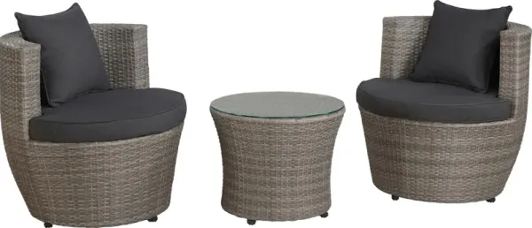 Helican Gray 3 Pc Outdoor Seating Set