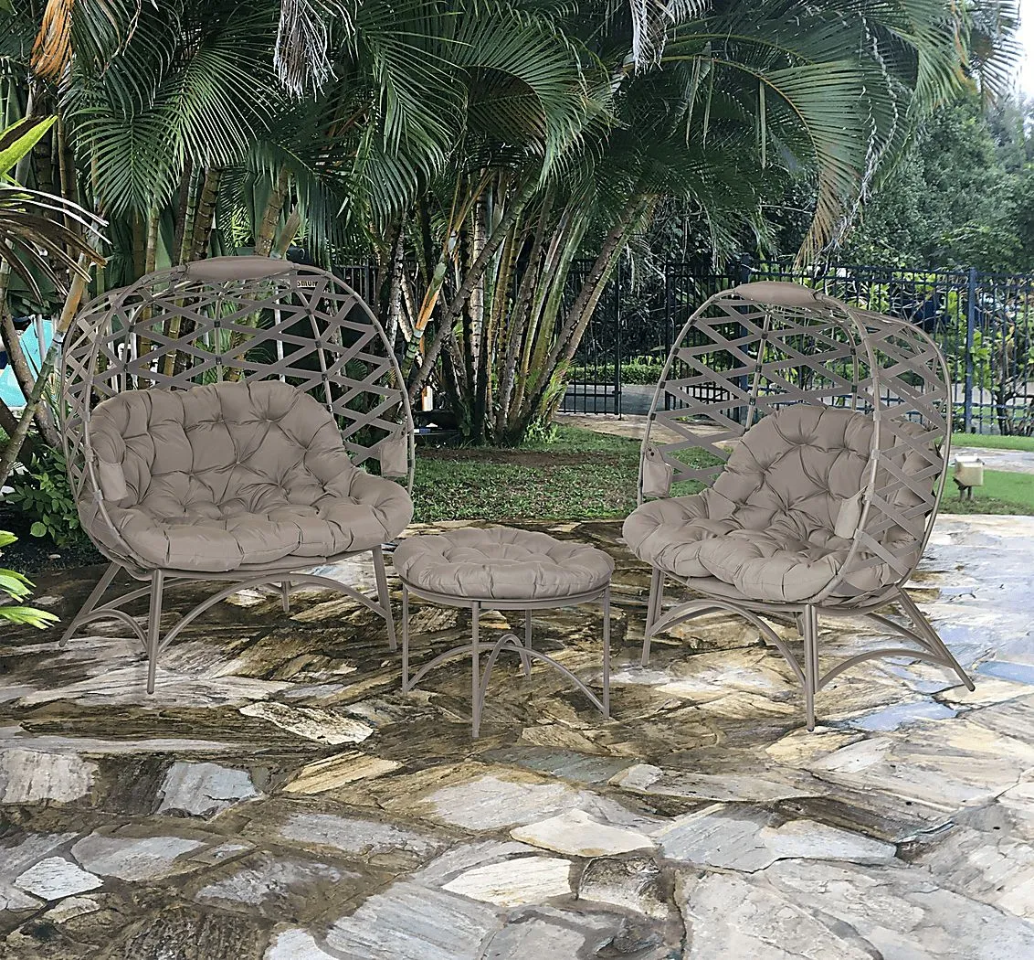 Outdoor Karlotta Beige Conversation Set, Set of 3