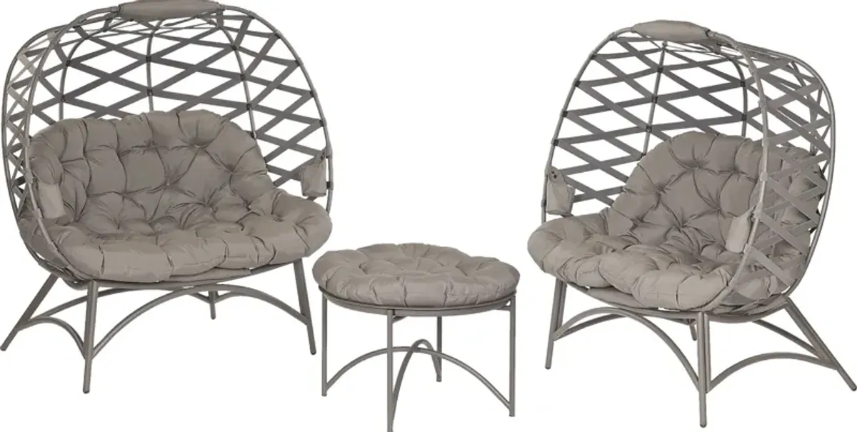 Outdoor Karlotta Beige Conversation Set, Set of 3