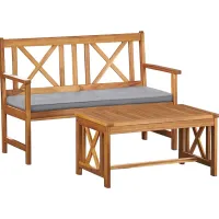 Outdoor Voelker Brown Bench and Cocktail Table Set