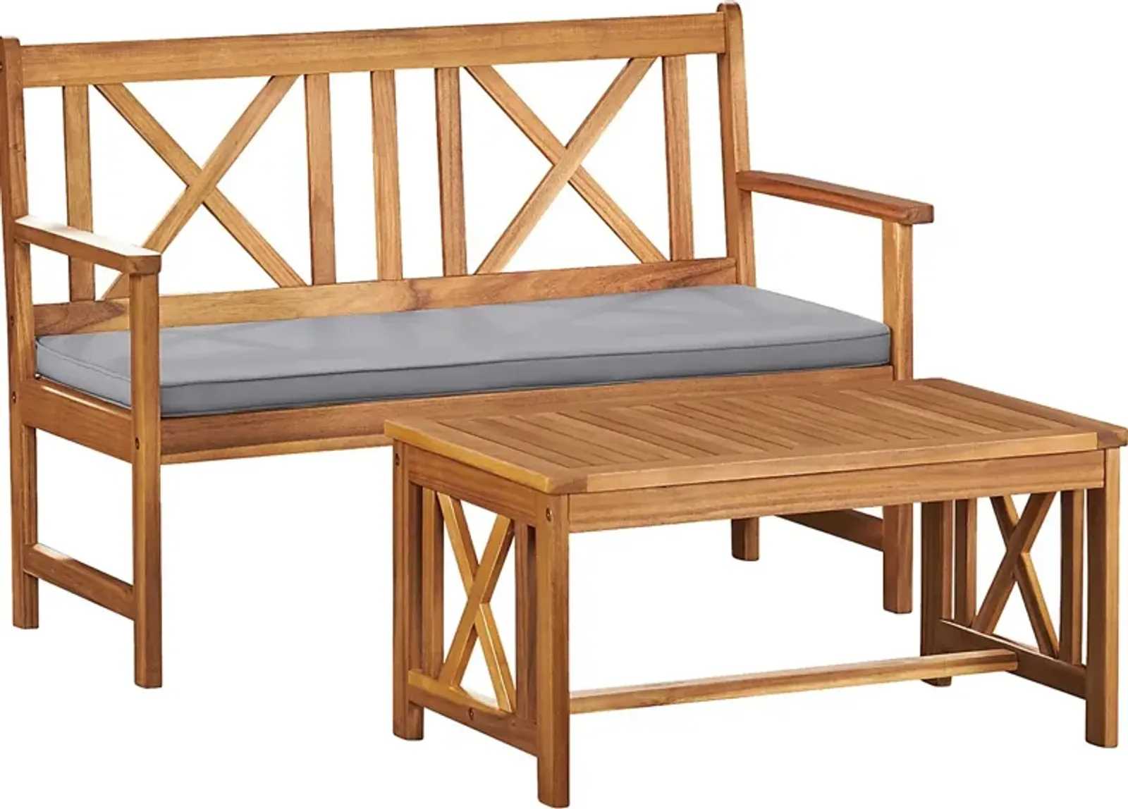 Outdoor Voelker Brown Bench and Cocktail Table Set