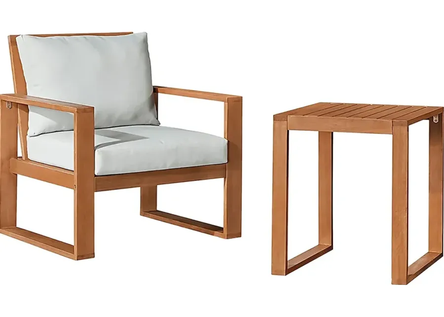 Outdoor Woodlen Brown Dining Chair and Cocktail Table Set