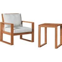 Outdoor Woodlen Brown Dining Chair and Cocktail Table Set