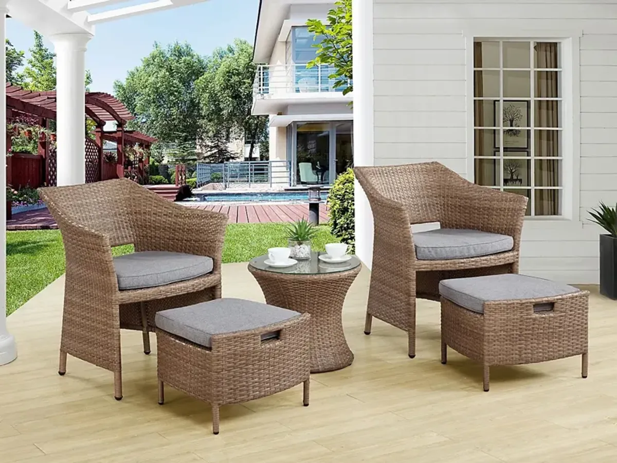 Gressom Brown 5 Pc Outdoor Seating Set