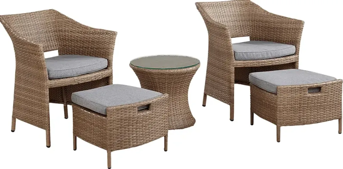 Gressom Brown 5 Pc Outdoor Seating Set