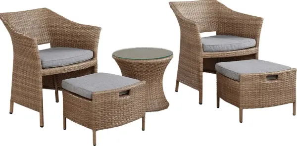 Gressom Brown 5 Pc Outdoor Seating Set