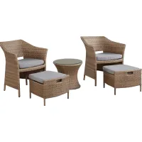 Gressom Brown 5 Pc Outdoor Seating Set