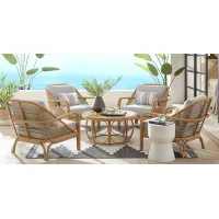 Coronado Sandstone 5 Pc Round Outdoor Chat Seating Set with Pewter Cushions