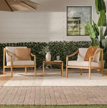 Outdoor Guilmere Natural 3pc Chat Set