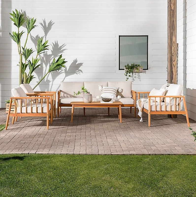 Outdoor Shellrich Coast Natural 5pc Chat Set