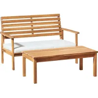 Outdoor Heatherrglen Brown Bench and Cocktail Table Set