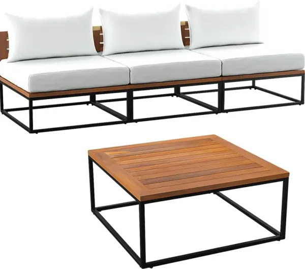 Outdoor Laverne Modular White Sofa and Cocktail Table, Set of 2