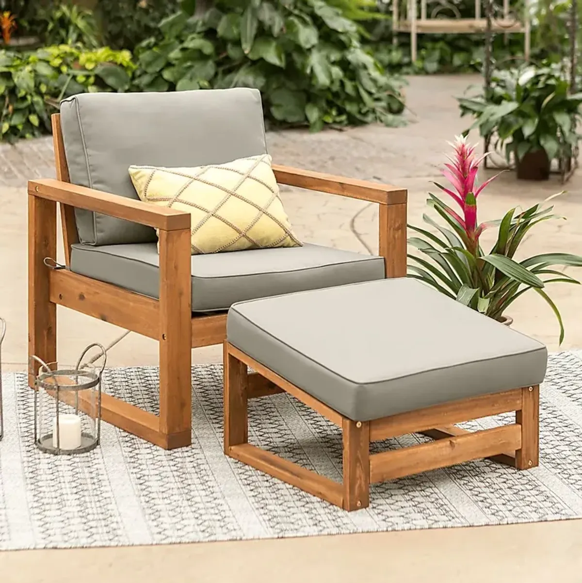 Ellaview Gray Outdoor Chair and Ottoman