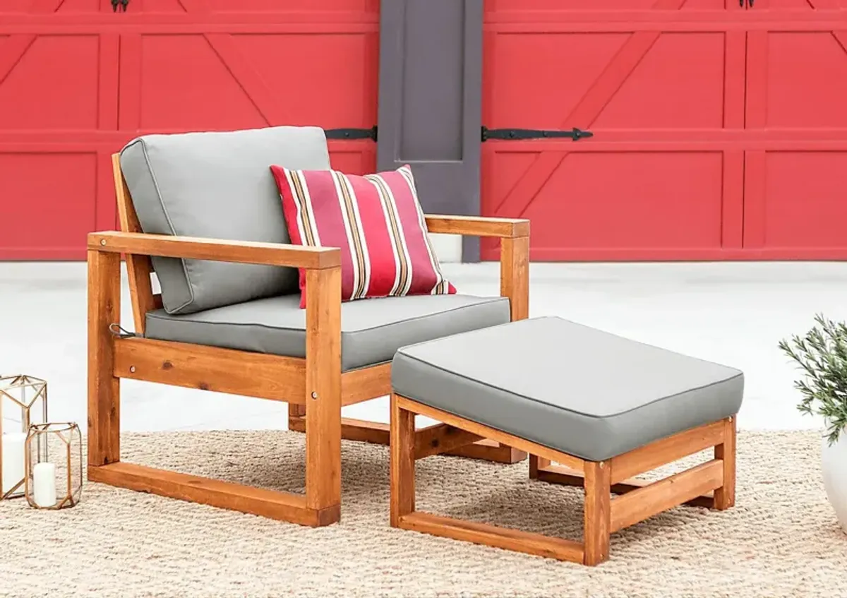 Ellaview Gray Outdoor Chair and Ottoman