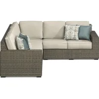 Rialto Brown 3 Pc Outdoor Sectional with Putty Cushions